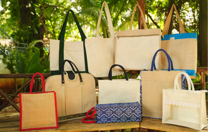 Collection of premium modern jute bags in different colors, sizes and designs ideal for corporate gifting and events