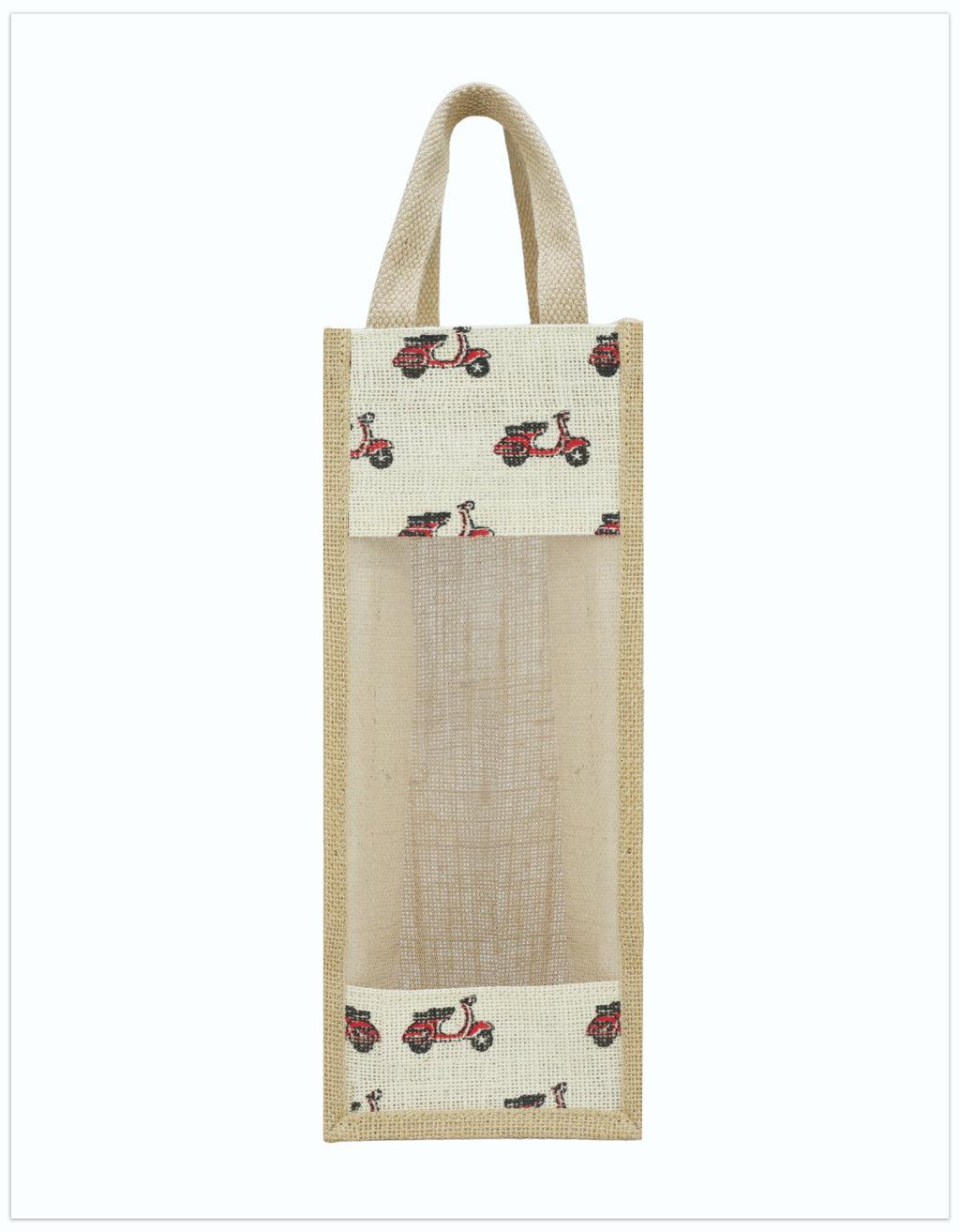 Printed Jute Bottle Bag with Window