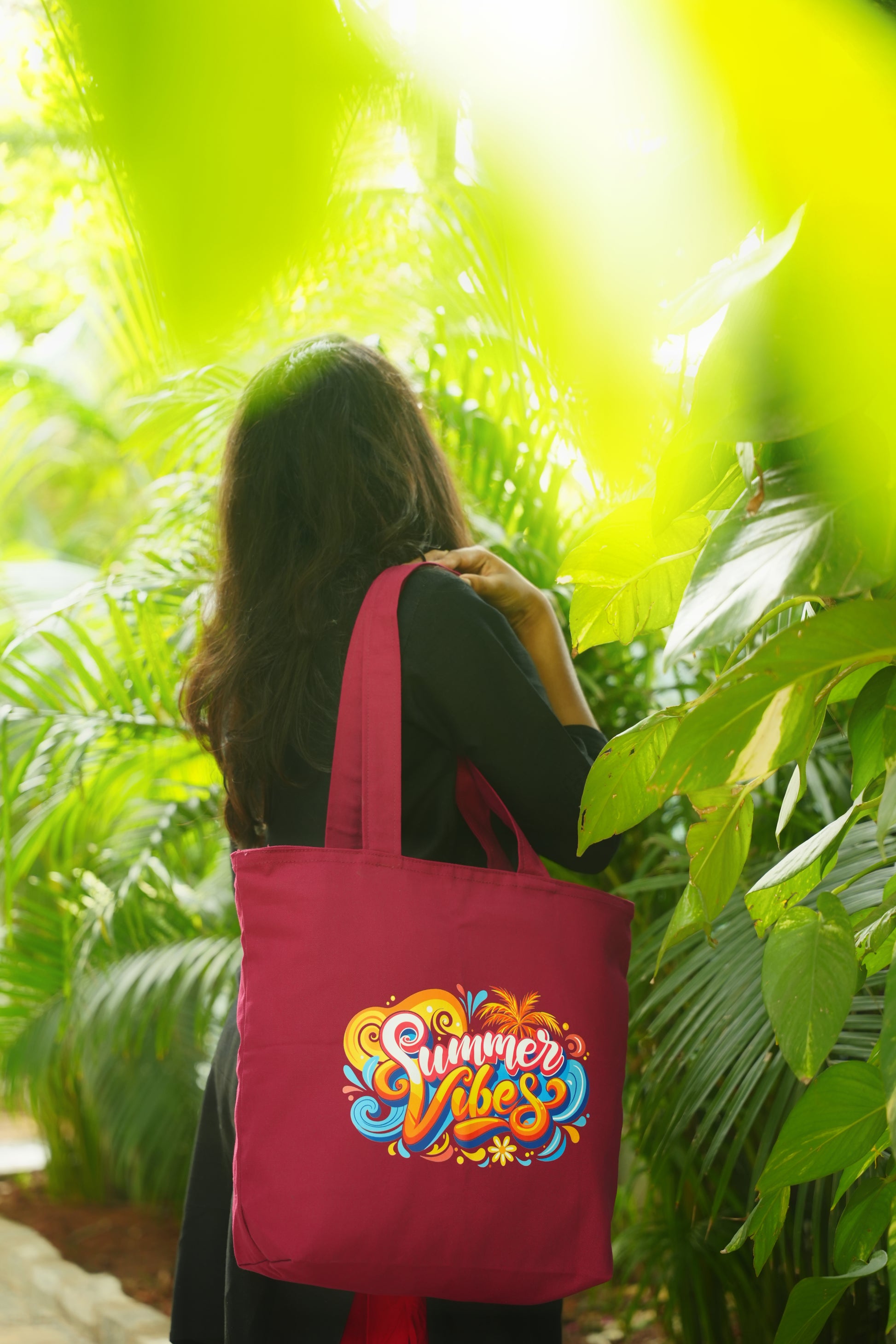 Summer Vibes Evergreen Canvas Tote Bags