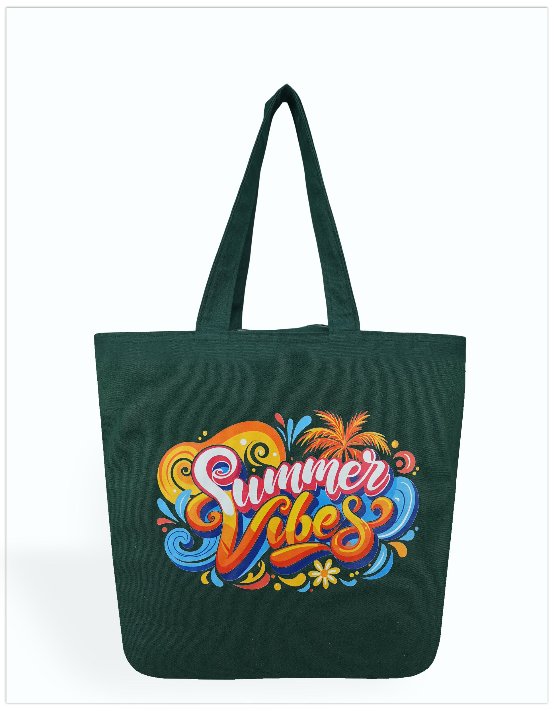 Summer Vibes Evergreen Canvas Tote Bags