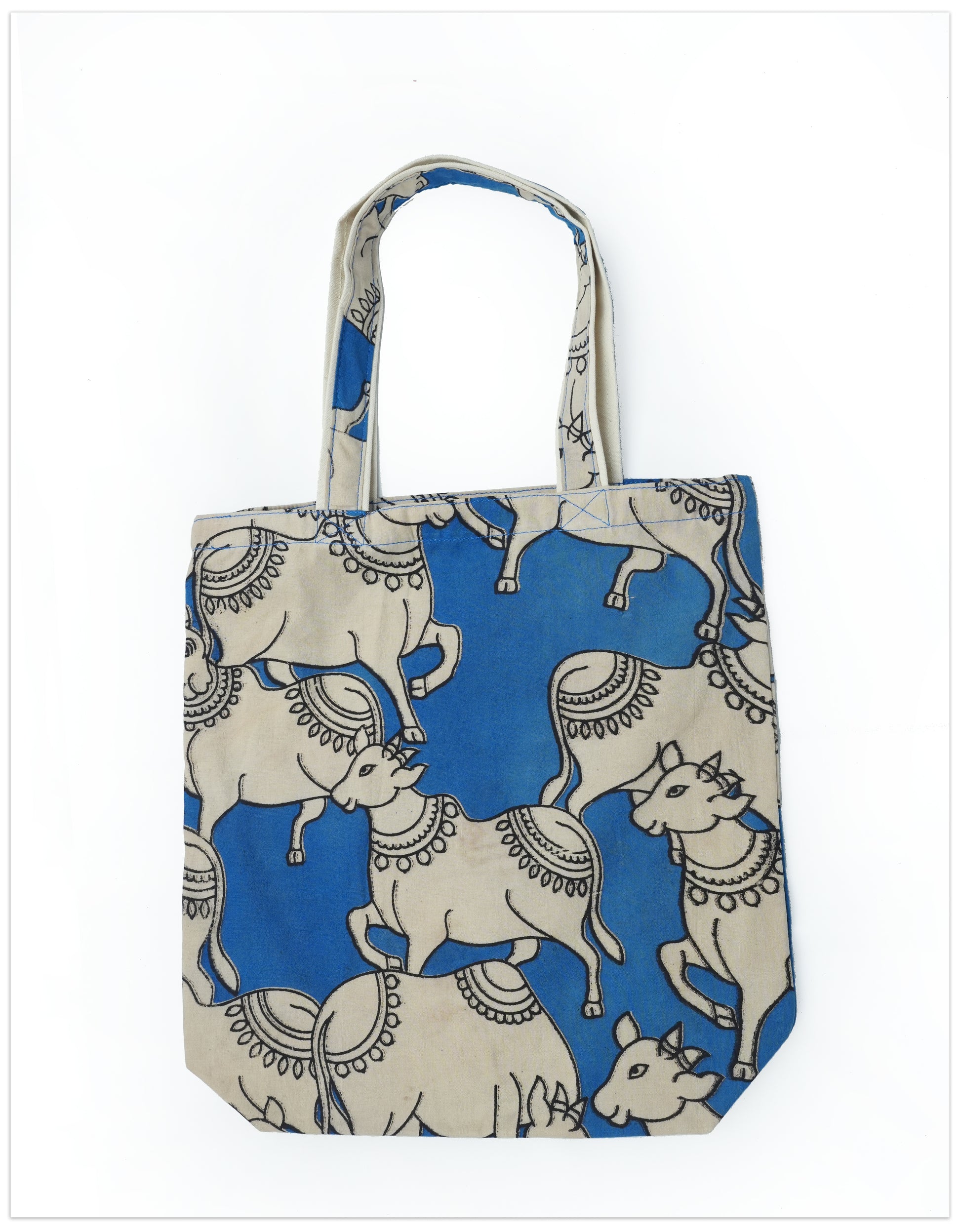 Kalamkari Cows- Blue