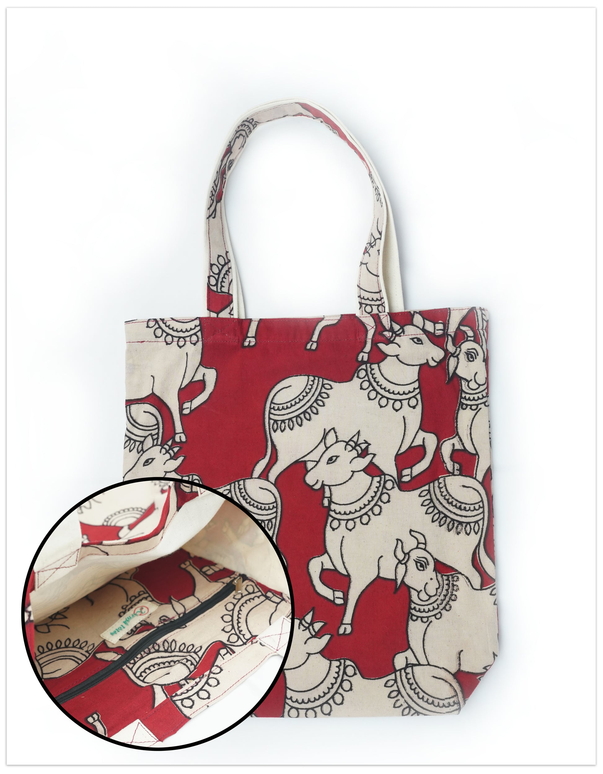 Kalamkari Cows- Maroon